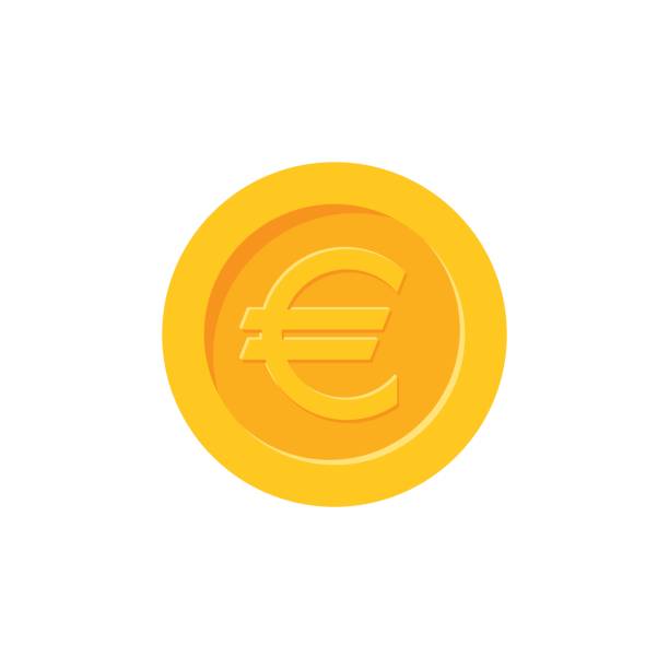 Euro coin. Flat design icon Euro coin. Flat design icon gold or aquarius or symbol or fortune or year stock illustrations