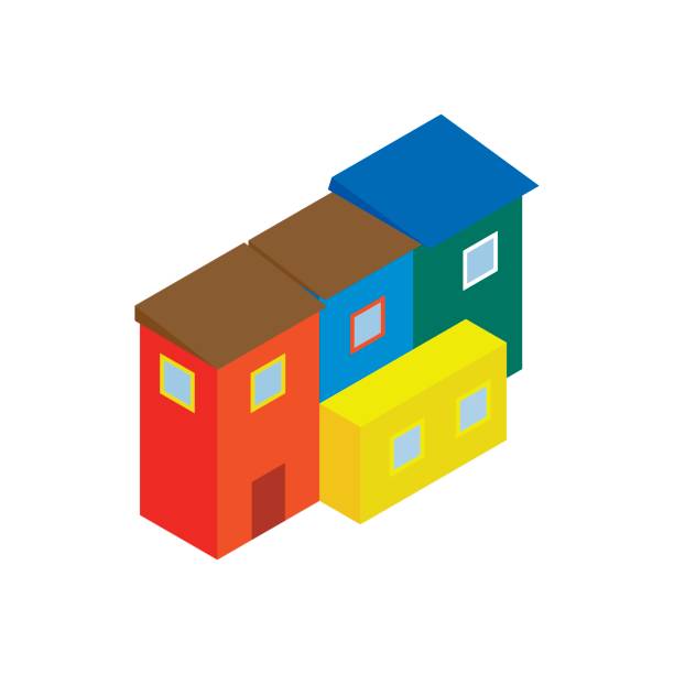 Argentina houses icon, isometric 3d style Argentina houses icon in isometric 3d style on a white background caminito stock illustrations