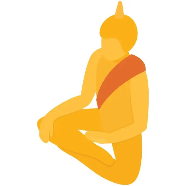 Vector illustration of Sitting Buddha icon, isometric 3d style