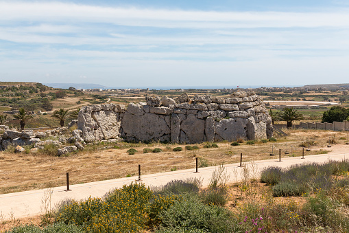 An image of a Megalithic Temple and the surrounding area, Gozo, Malta