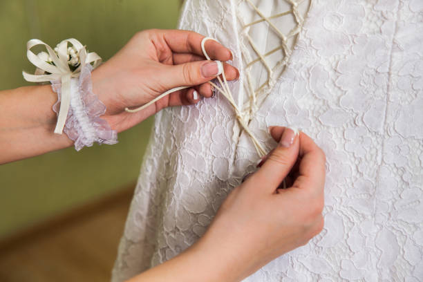 istock tighten wedding dress on bride 681401728