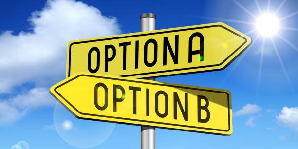 istock Option A, option B - yellow road-sign 681406160