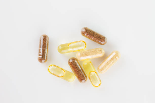 istock Natural vitamin supplements and capsules 681484500