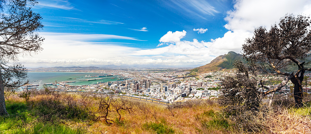 Panoramic view of the Cape Town, amazing landscape of a coastal city, scenic destination, travel to South Africa