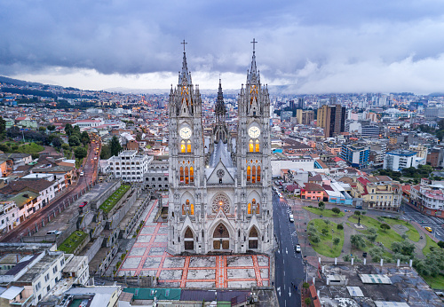 Scene Of Souvenir Vendors Displaying Different Type Bolivian Souvenir For Sale, Tourist Walking In And Out Of Basilica Of Our Lady Of Copacabana During The Day In Bolivia South America