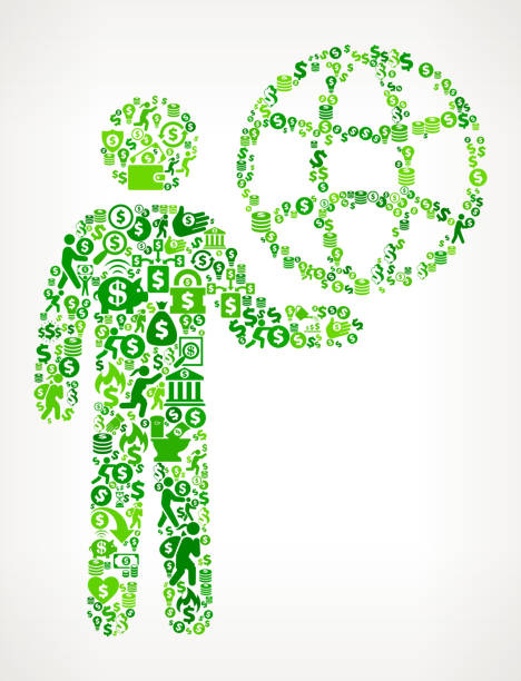 istock Stick Figure Carrying Globe Money and Finance Green Vector Icon Background 681605188