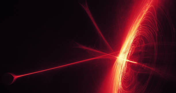 istock Red And Yellow Abstract Lines Curves Particles Background 681611818