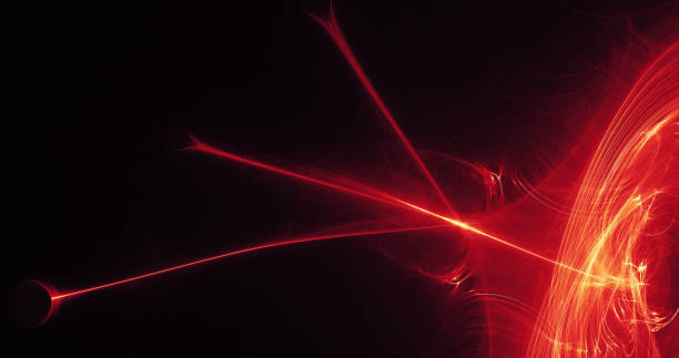 istock Red And Yellow Abstract Lines Curves Particles Background 681611902