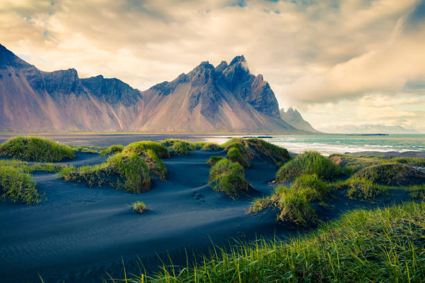 istock Black sand dunes on the Stokksnes headland 681612274