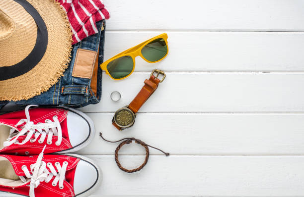 istock Clothing and accessories on white background 681622260
