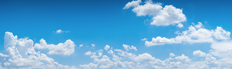 The vast blue sky and clouds sky. blue sky background with tiny clouds. panorama