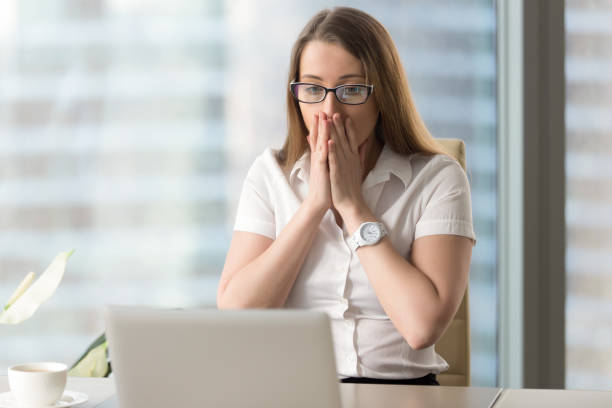 istock Surprised businesswoman looking at laptop screen 681625398
