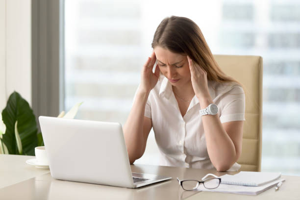 istock Businesswoman under physical tension at work 681625456