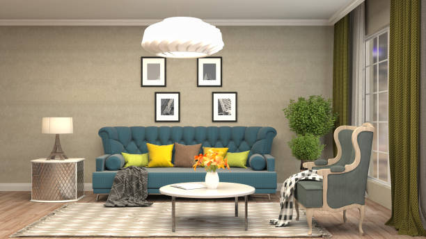 istock Interior living room. 3d illustration 681628446