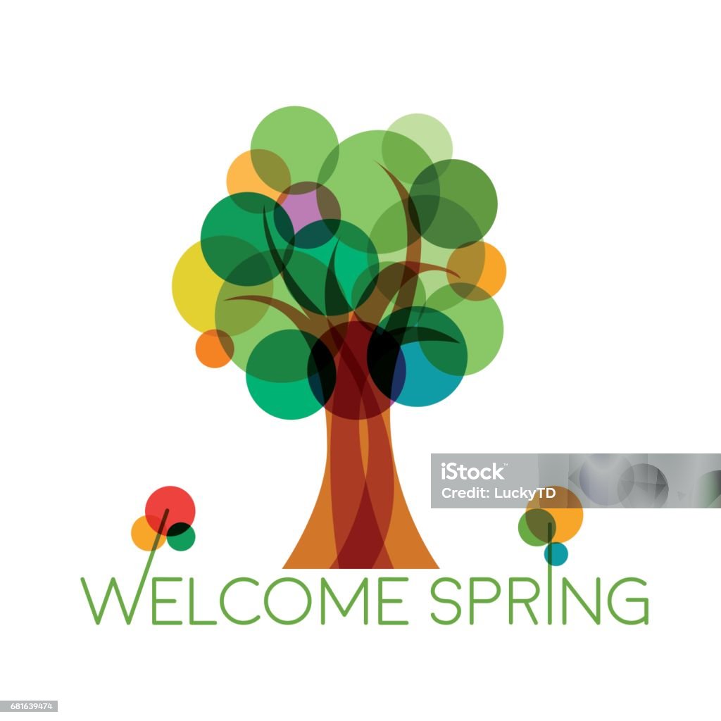Welcome Spring Trees Vector Welcome Spring Abstract Tree Stock Illustration - Download Image ...