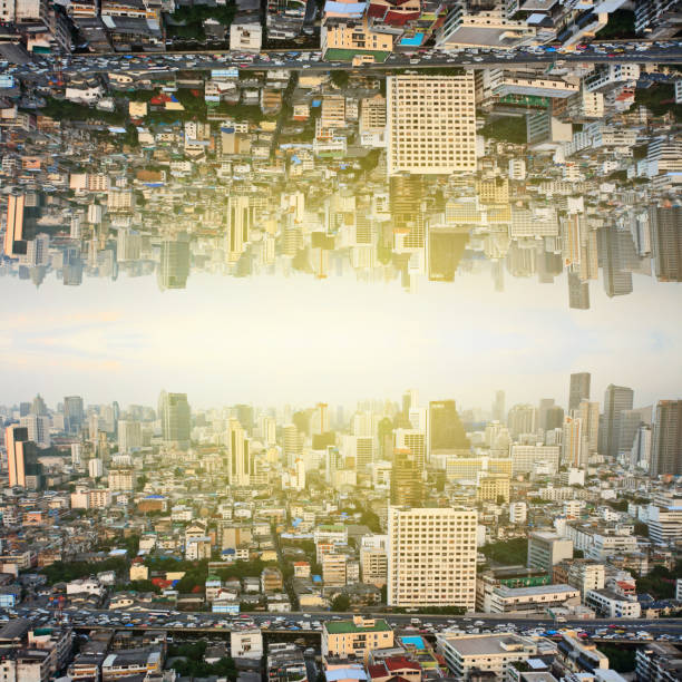 istock Exposure of city reflection. 681640284
