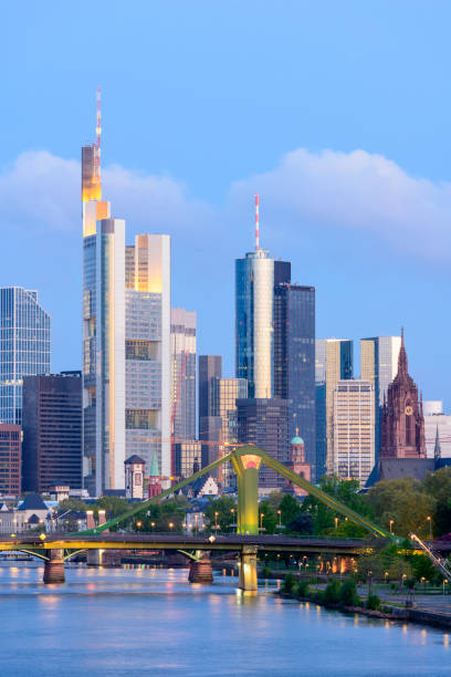 istock Frankfurt City skyline and Main river at twilight, Germany 681640332
