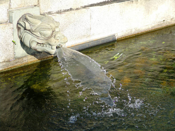 A detail of a renovated fountain in Wroclaw, Poland