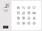 istock Set 2 of interface icons on the white background. Universal linear icons to use in web and mobile app. 681647214