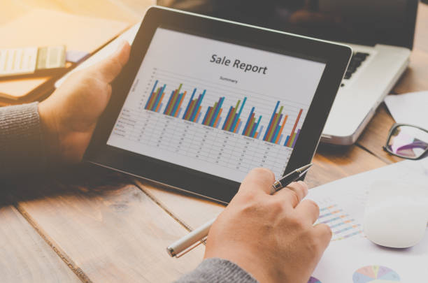 istock Working on a desk numerical analysis, financial accounting. Graphing Calculator on tablet 681671502