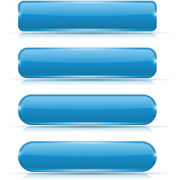 ilustrações de stock, clip art, desenhos animados e ícones de blue glass buttons. rectangle and oval web icons - shape rectangle chrome interface icons