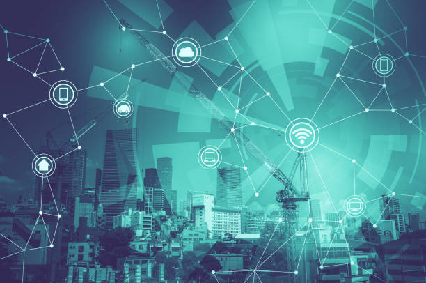 istock duotone graphic of smart city landscape and wireless communication network, abstract image visual 681672812