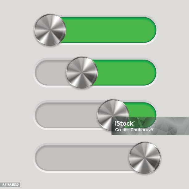 User Interface Slider Metal Button On Green Bar Stock Illustration ...