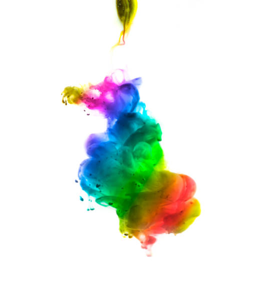 istock Acrylic colors and ink in water. Abstract frame background. Isolated on white 681697780
