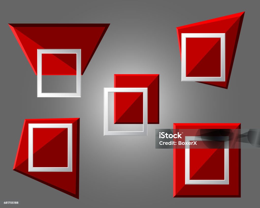 Red 3d Frame Vector Modern Origami Geometric Red 3d Frames On Grey Background Vector ...