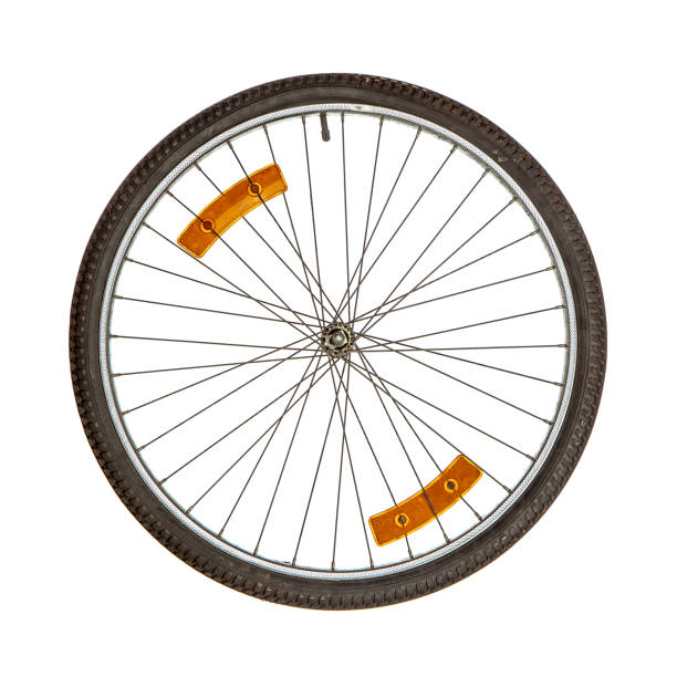 Bicycle wheel on white stock photo