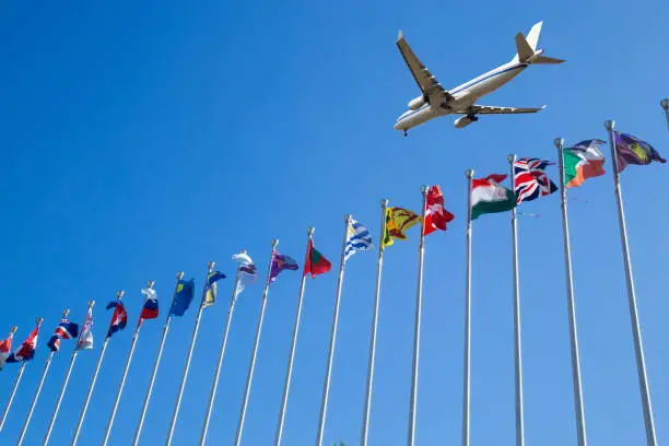 Photo of Airplane flyover the National flags