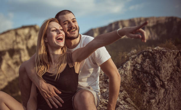 istock Happy couple on mountain 681721924