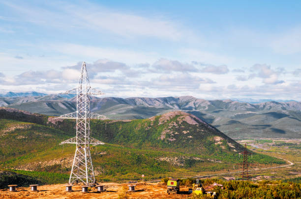 istock Installation of a high-voltage power line in the Eastern Siberia 681727450