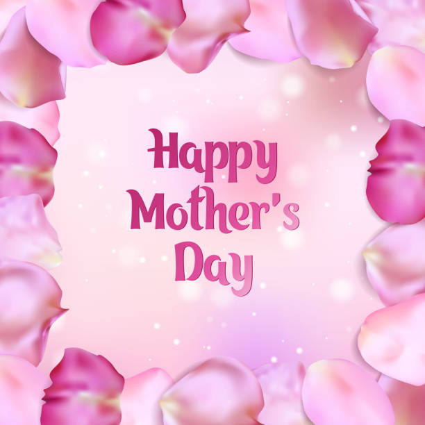 istock Happy mother's day card with rose petals 681748252