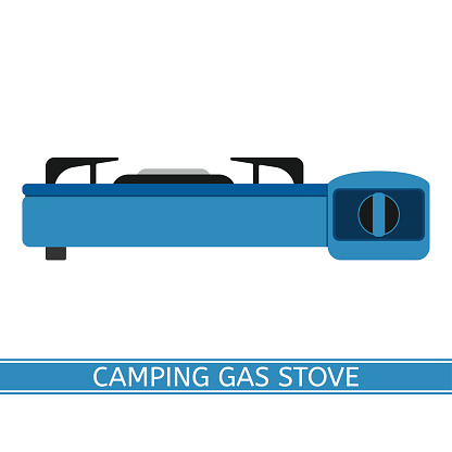 Camping gas stove vector icon. Portable gas-stove isolated on white background in flat style.