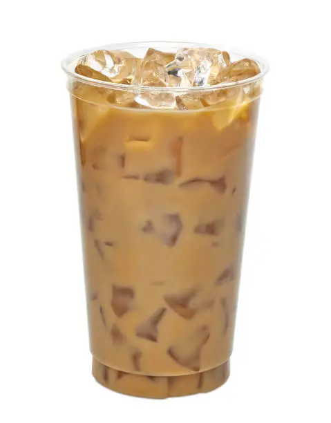 Iced coffee or caffe latte isolated on white backround. Including clipping path