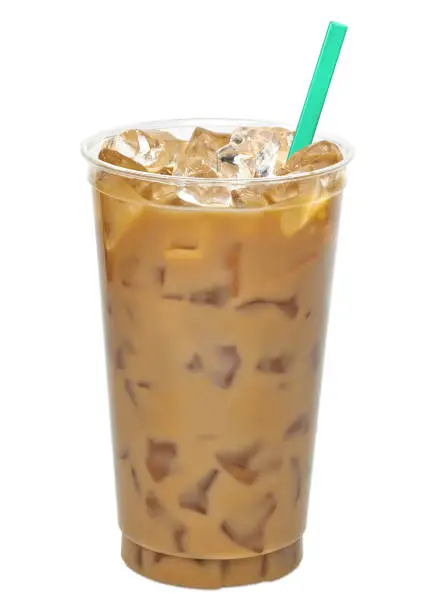 Iced coffee or caffe latte isolated on white backround including clipping path