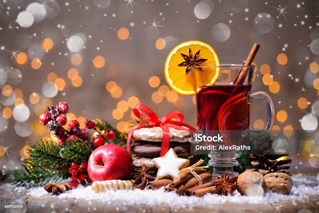 Christmas mulled wine Christmas mulled wine with oranges and spices Christmas Stock Photo