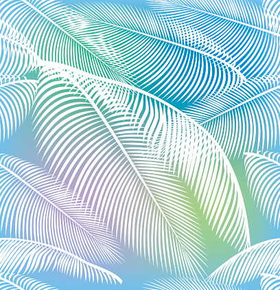 Vector Illustration with a very colorful seamless palm tree leaves background