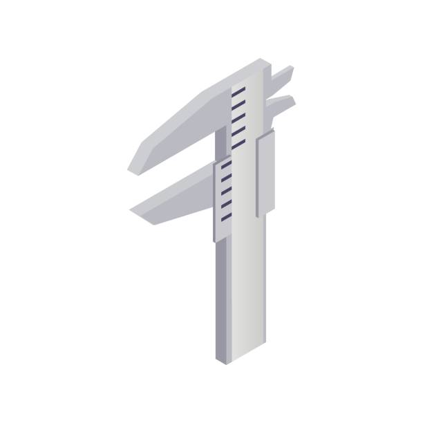 Calipers icon, isometric 3d style Calipers icon in isometric 3d style on a white background vernier calliper stock illustrations