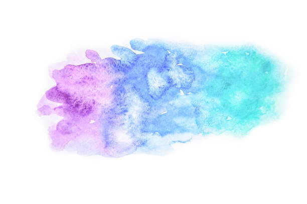 istock Abstract blue, violet and mint watercolor splash on white background 681765550