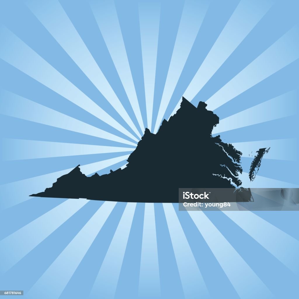 Blue Virginia Map Virginia Map Stock Illustration - Download Image Now - Black Color ...
