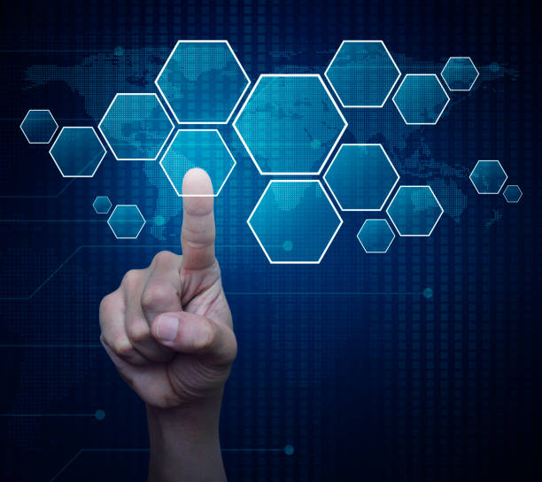 istock Blank hexagon screen, Elements of this image furnished by NASA 681789114