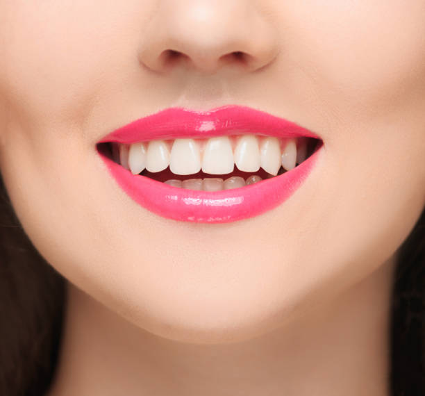 istock The sensual red lips, mouth open, white teeth 681803616