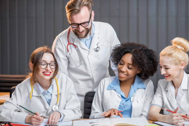 istock Group of medical students in the classroom 681810520