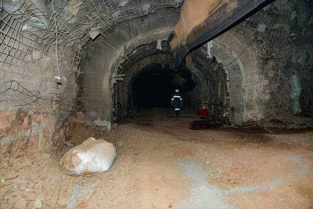 Mining industry. An underground shaft stock photo