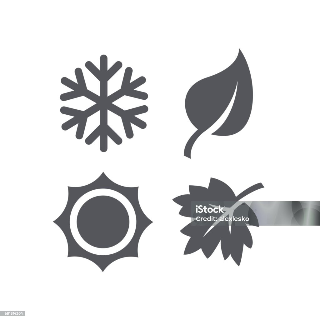 Un set di quattro icone delle stagioni. - arte vettoriale royalty-free di Icona