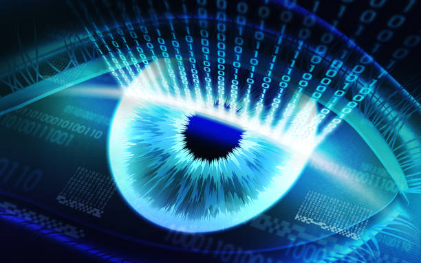istock The scanning system of the retina, biometric security devices 681816664