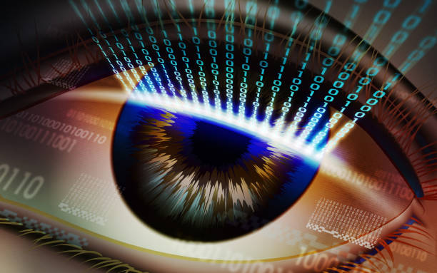 istock The scanning system of the retina, biometric security devices 681816810