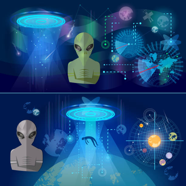 istock UFO banner, kidnapping aliens in space secret files kidnapping extraterrestrial beings, alien spaceship, UFO in dark night sky 681817342